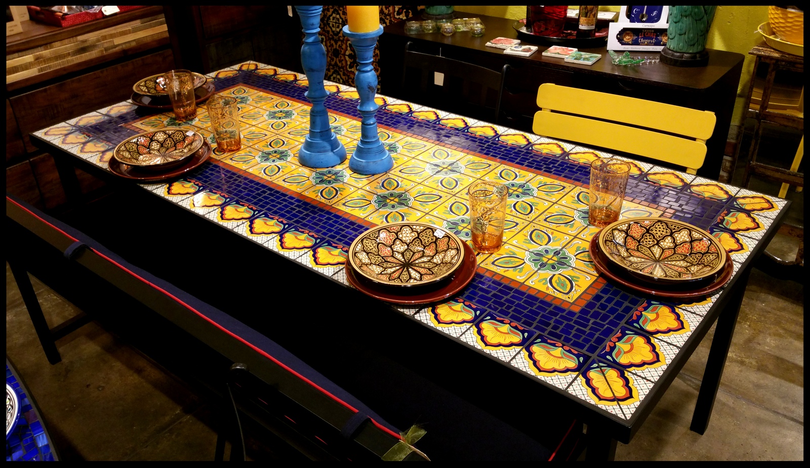 Furthur Whole Mosaic Dining Tables, Spanish Tile Table