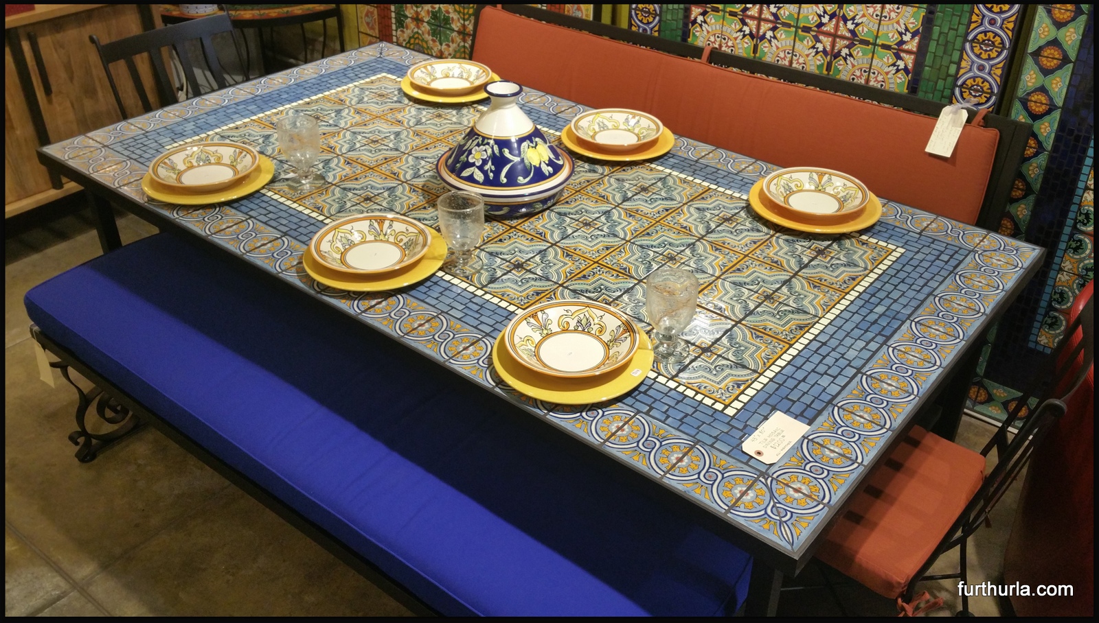 Furthur Whole Mosaic Dining Tables Rectangular Tile Table Coimbra Azul